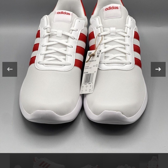 Adidas Lite Racer 3.0 Men`s Training Shoes Sneakers White Red - Picture 4 of 9